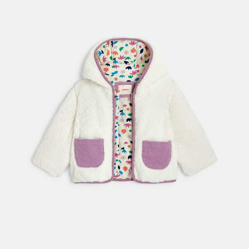 Manteau bébé fille sherpa à capuche blanc Catimini