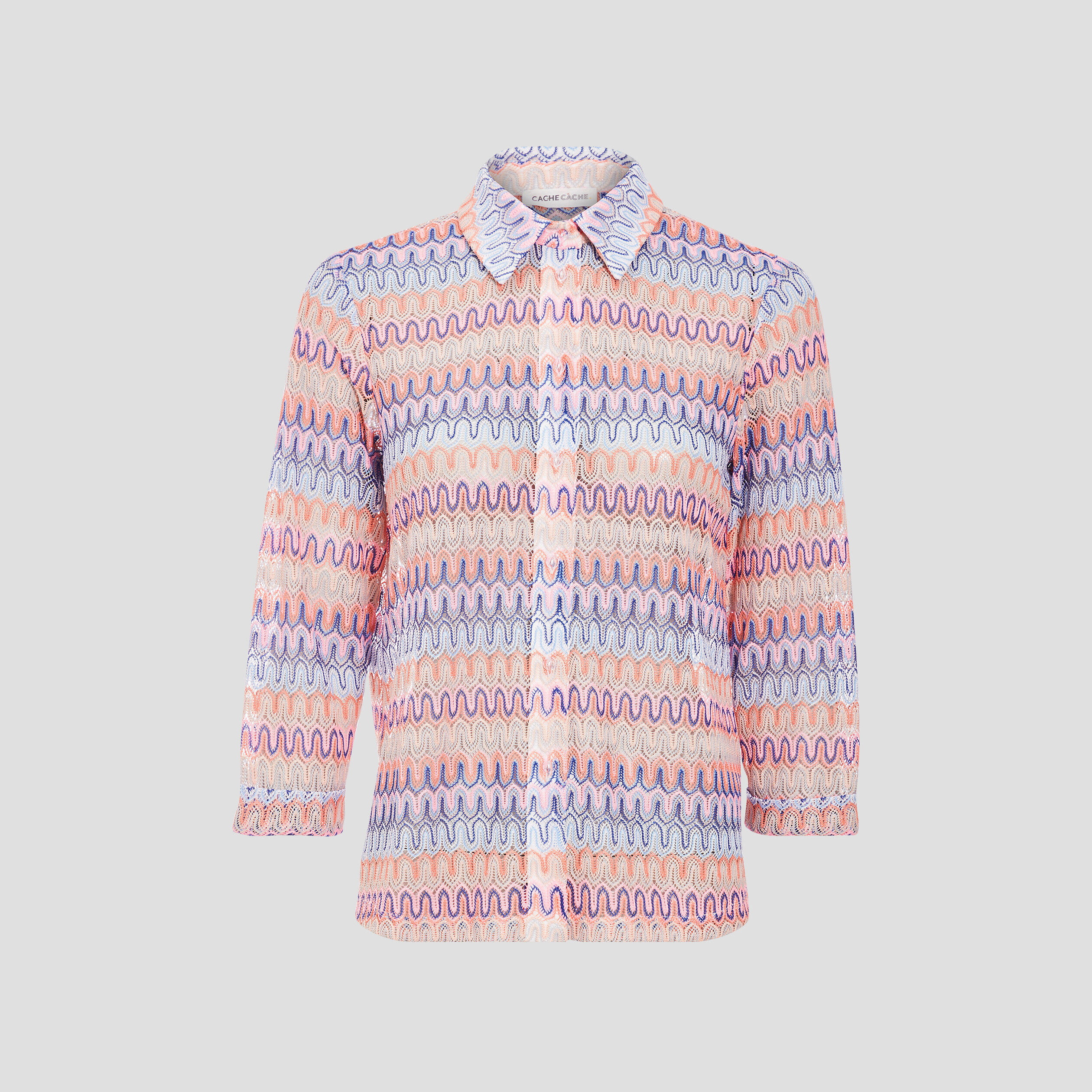 Chemise manches 3/4 crochet multicolore femme | Cache Cache