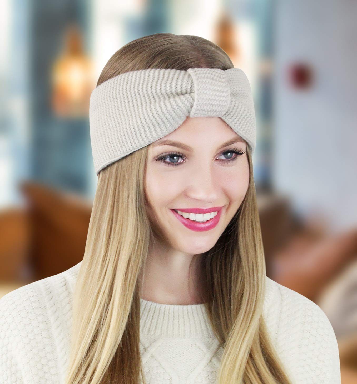 Frentree Stirnband Damen mit Schleife, gefüttert mit Fleece Innenfutter Haarband, Ohrenwärmer für Mädchen