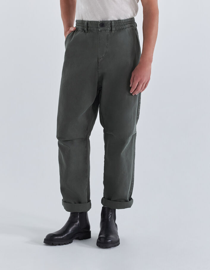 Pantalon CROPPED kaki forme baggy Homme