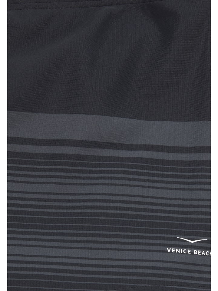 Venice Beach Boxer-Badehose in schwarz-grau günstig kaufen