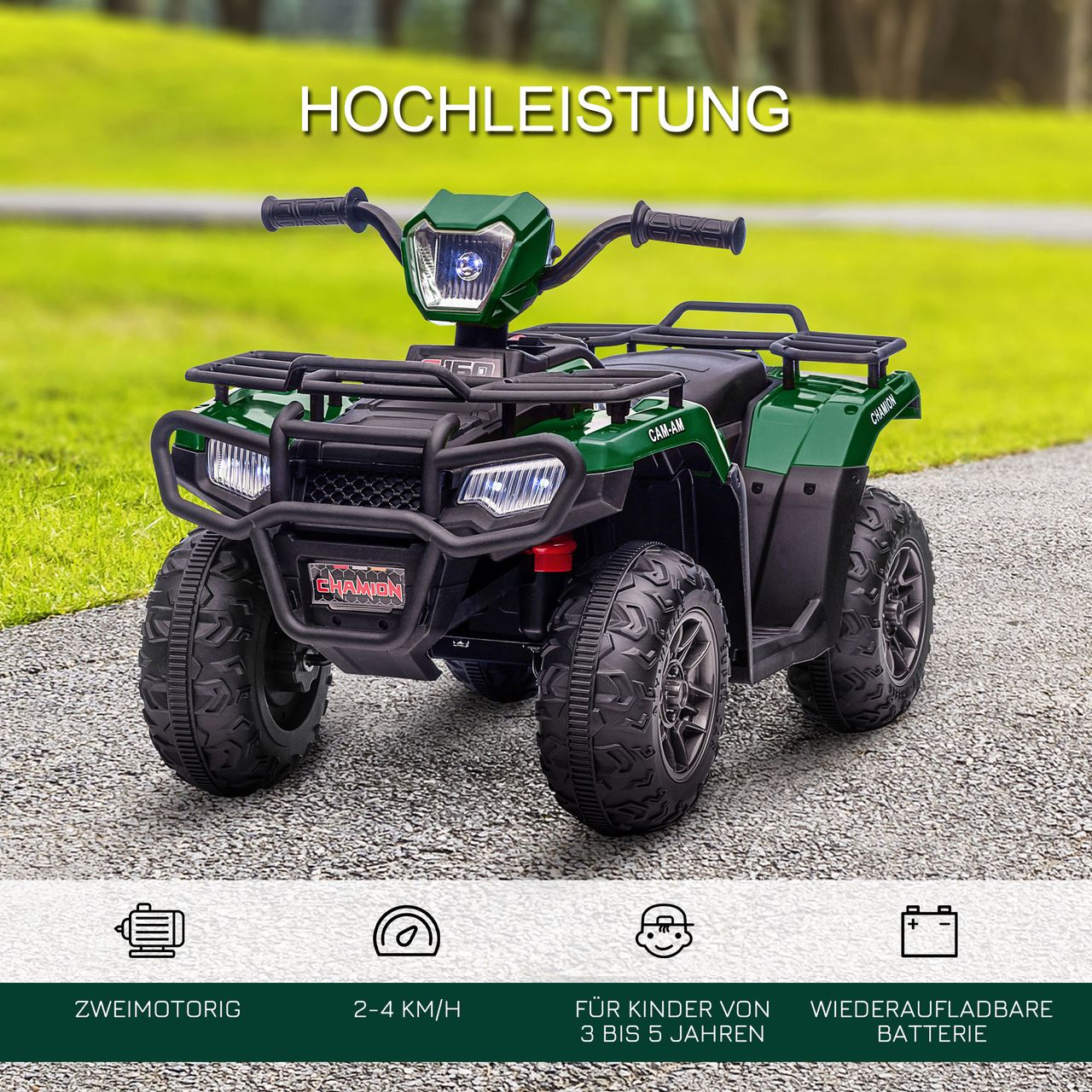 HOMCOM Elektro Kinderquad, Elektroauto, Elektro-Quad, Kinderfahrzeug, Grün