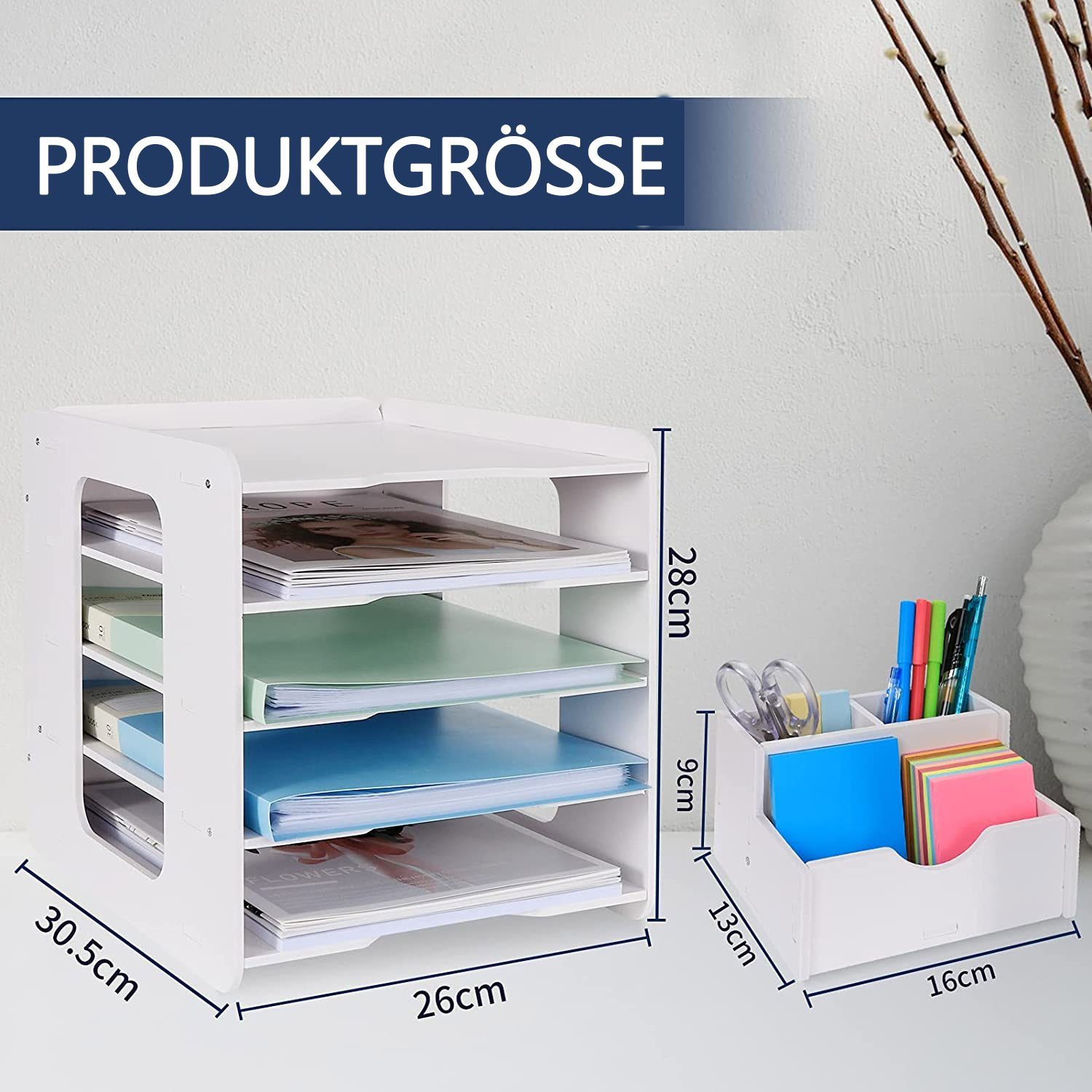 zggzerg Aktenregal Schreibtisch-Organizer, Briefablage, Dokumentenhalter, A4-Papierablage
