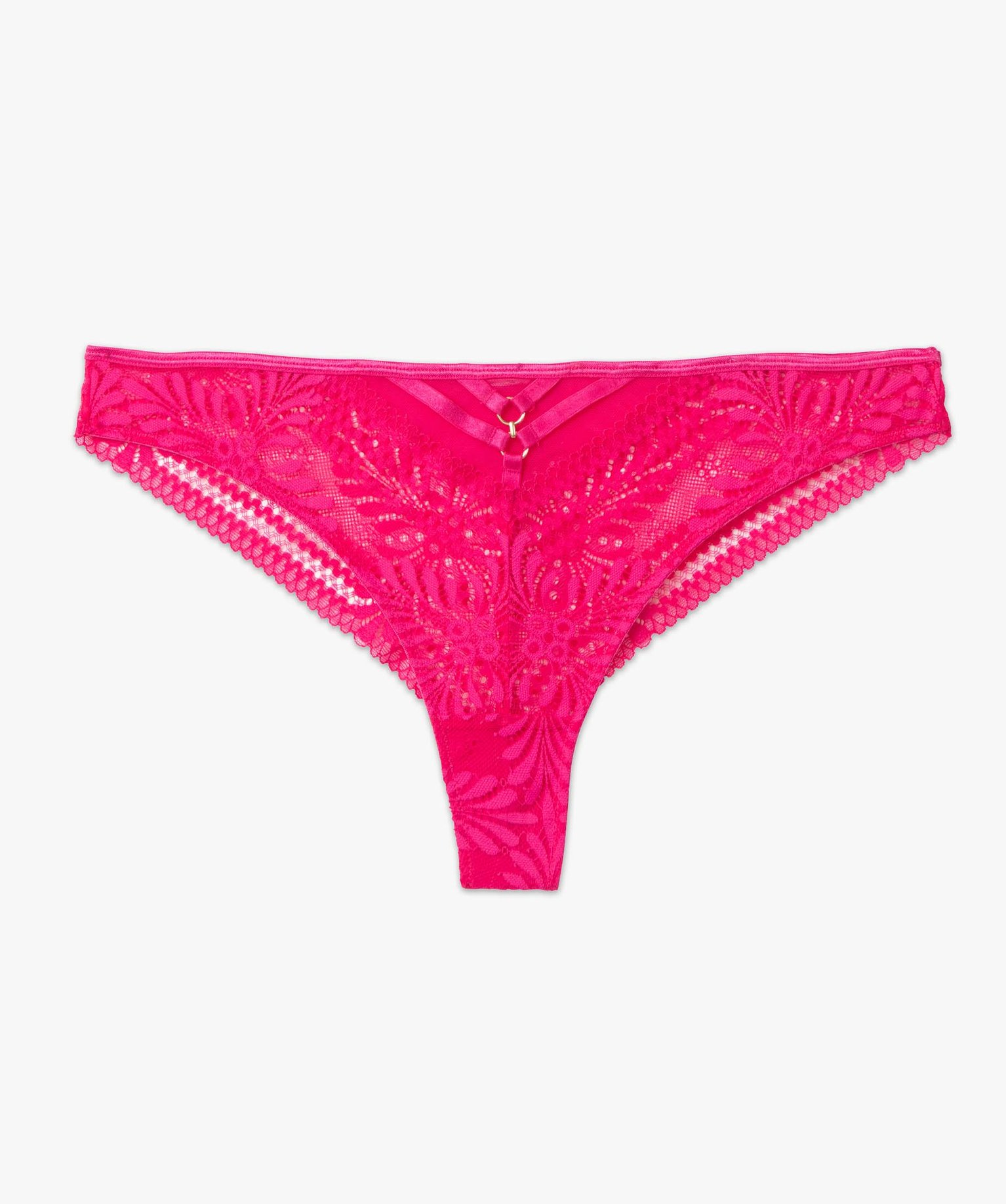 Tanga femme en dentelle et tulle rose | GEMO