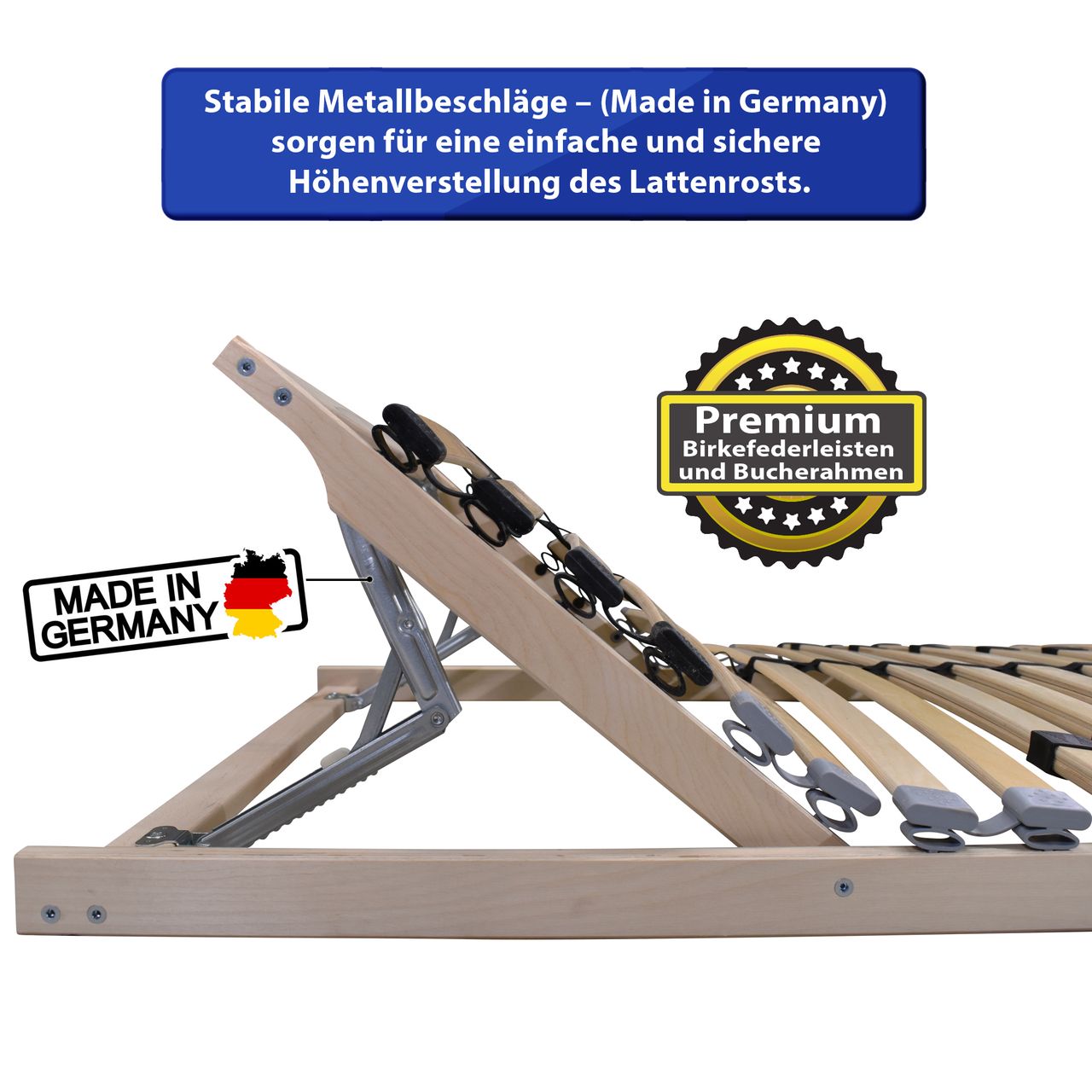 Coemo 2x Lattenrost ERGO 80x200 cm 7-Zonen Kopfteil verstellbar zur Selbstmontage