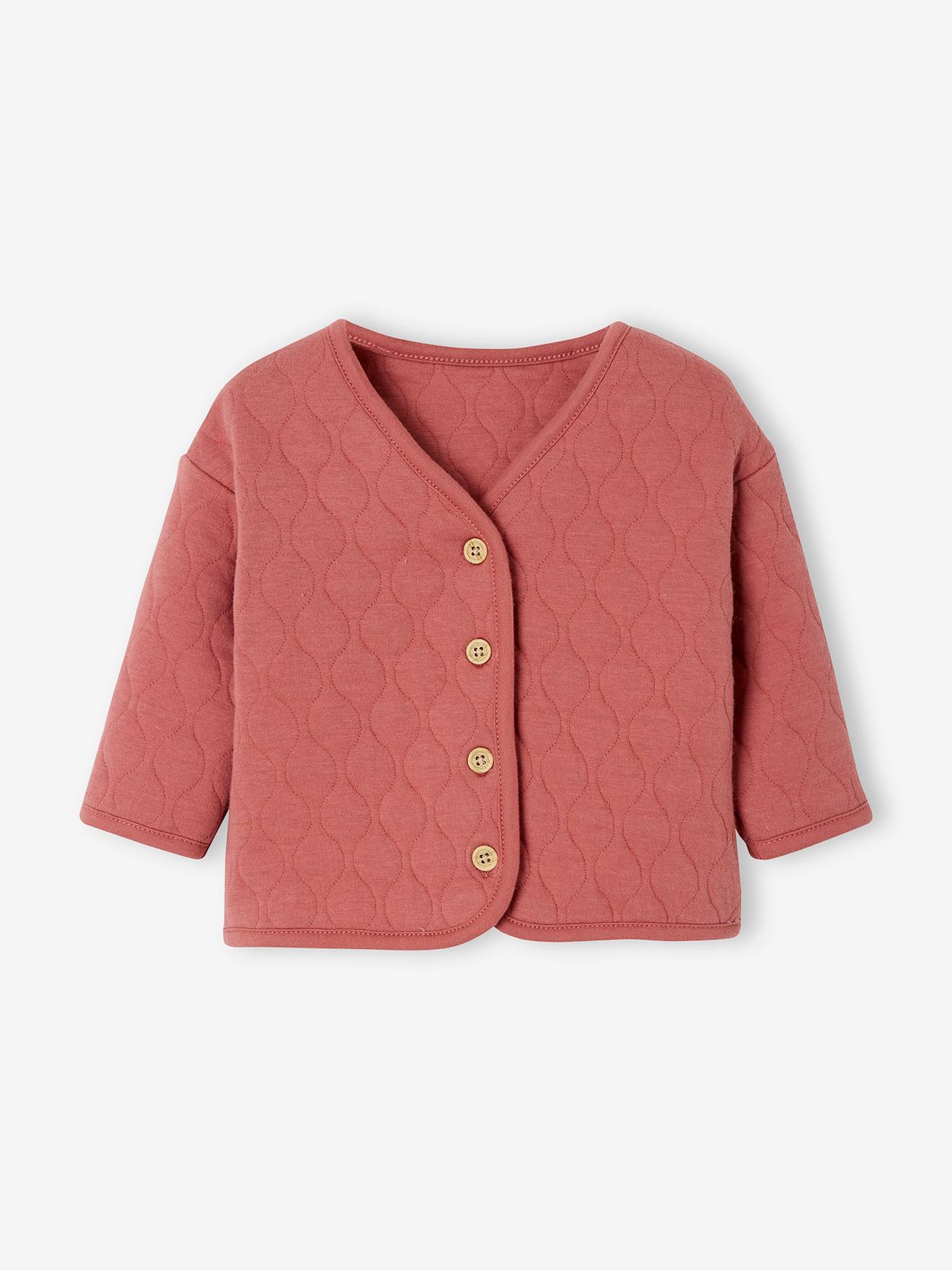 Cardigan molleton matelassé bébé bois de rose