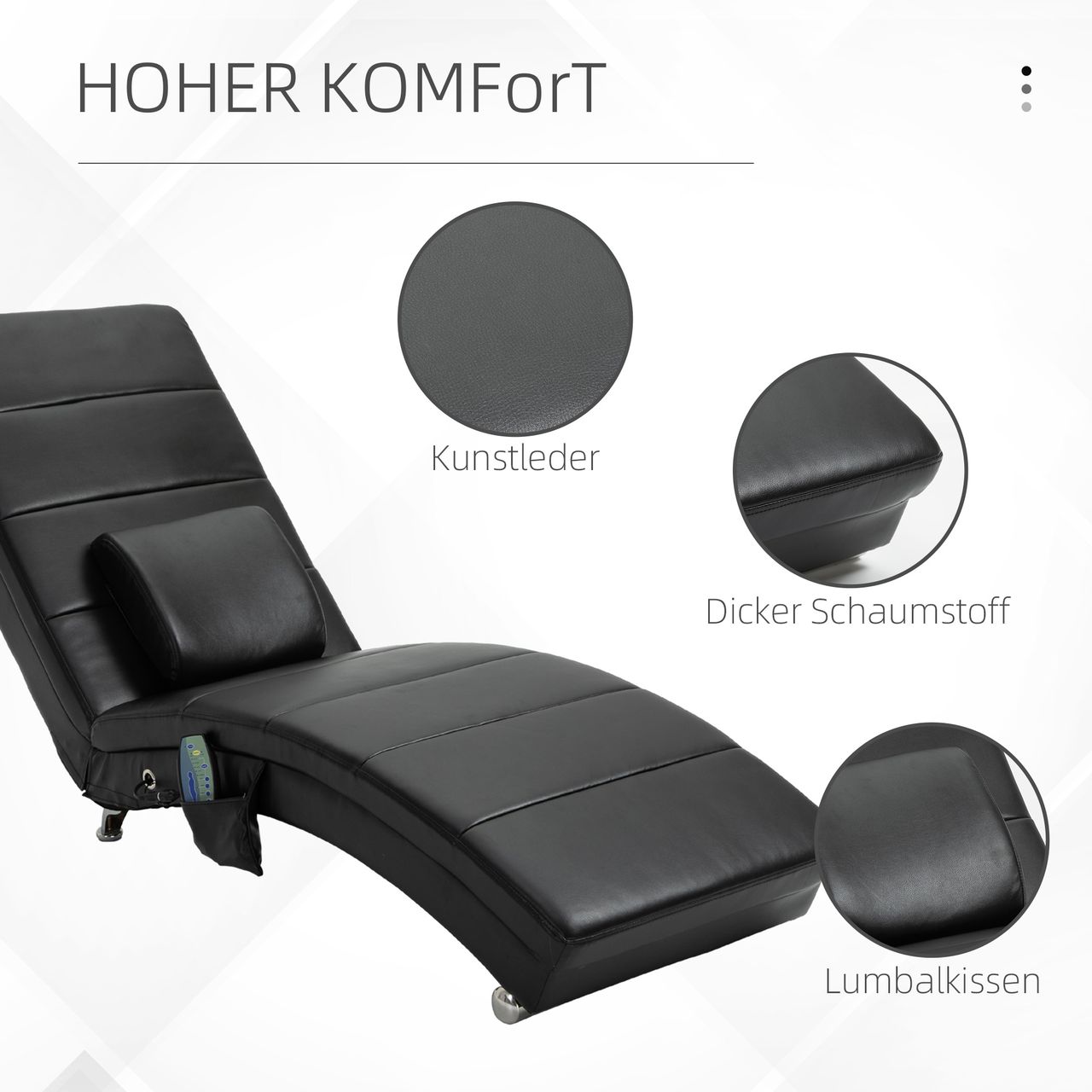 HOMCOM Relaxliege mit Massagefunktion Chaiselongue Loungesessel Schwarz