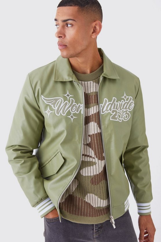 Worldwide Bomberjacke mit PU-Kragen