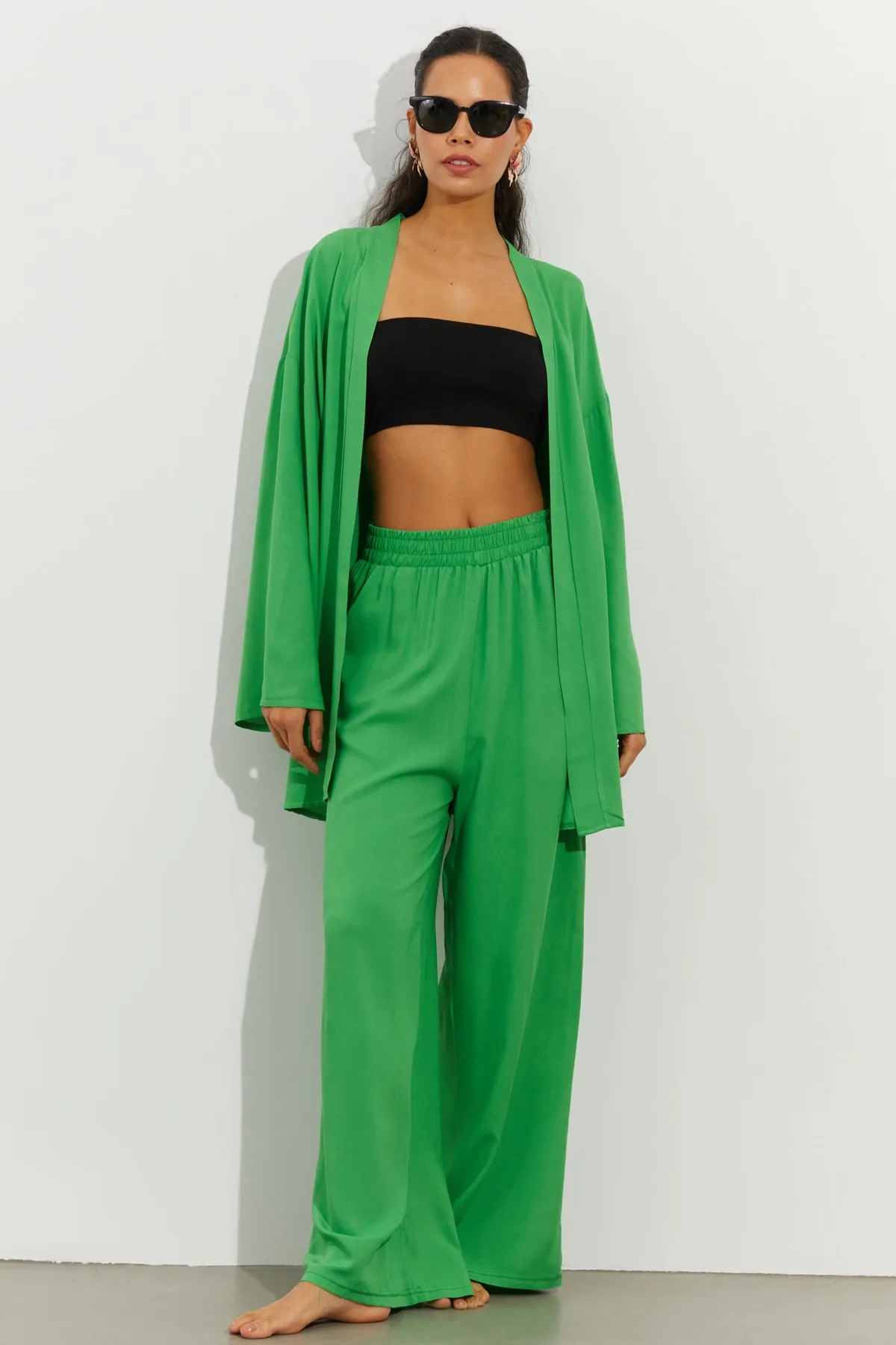 Cool & Sexy  Grünes Kimono-Set für Damen GÇ133