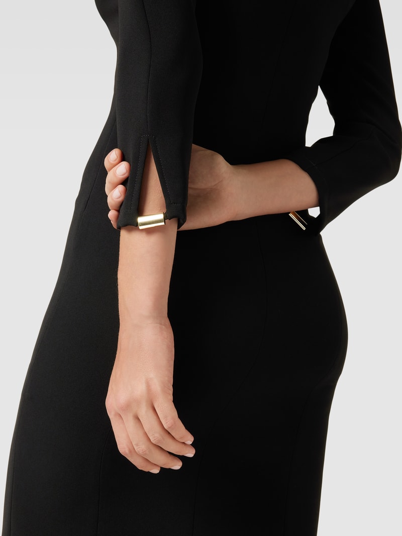 Knielanges Kleid mit Gehschlitz Modell 'RIETI' in schwarz