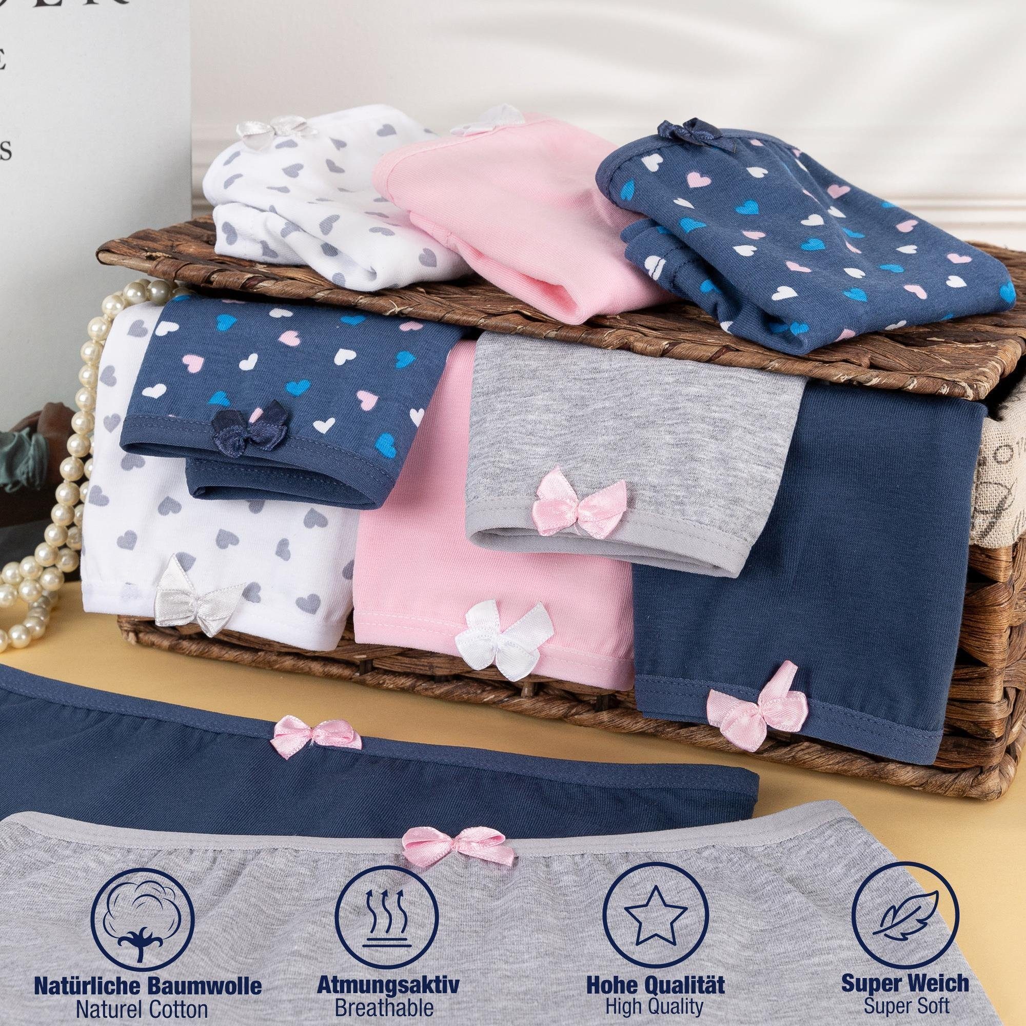 LOREZA Panty 10 Mädchen Pantys Unterwäsche Baumwolle - Herz Muster (Spar-Packung, 10-St)