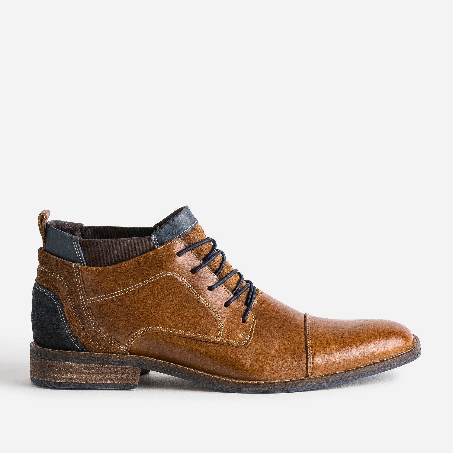 Derby cognac en cuir avec élastiques