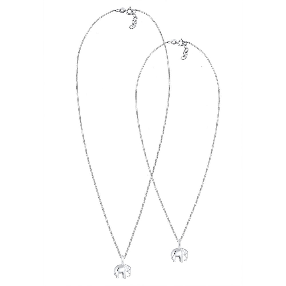 Elli Elli Collier Femme Mère Enfant Éléphant - (925/1000) Argent Bijoux