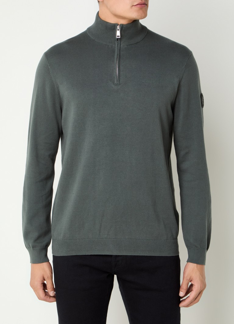 Airforce Fine-knit sweater with half zip and logo
