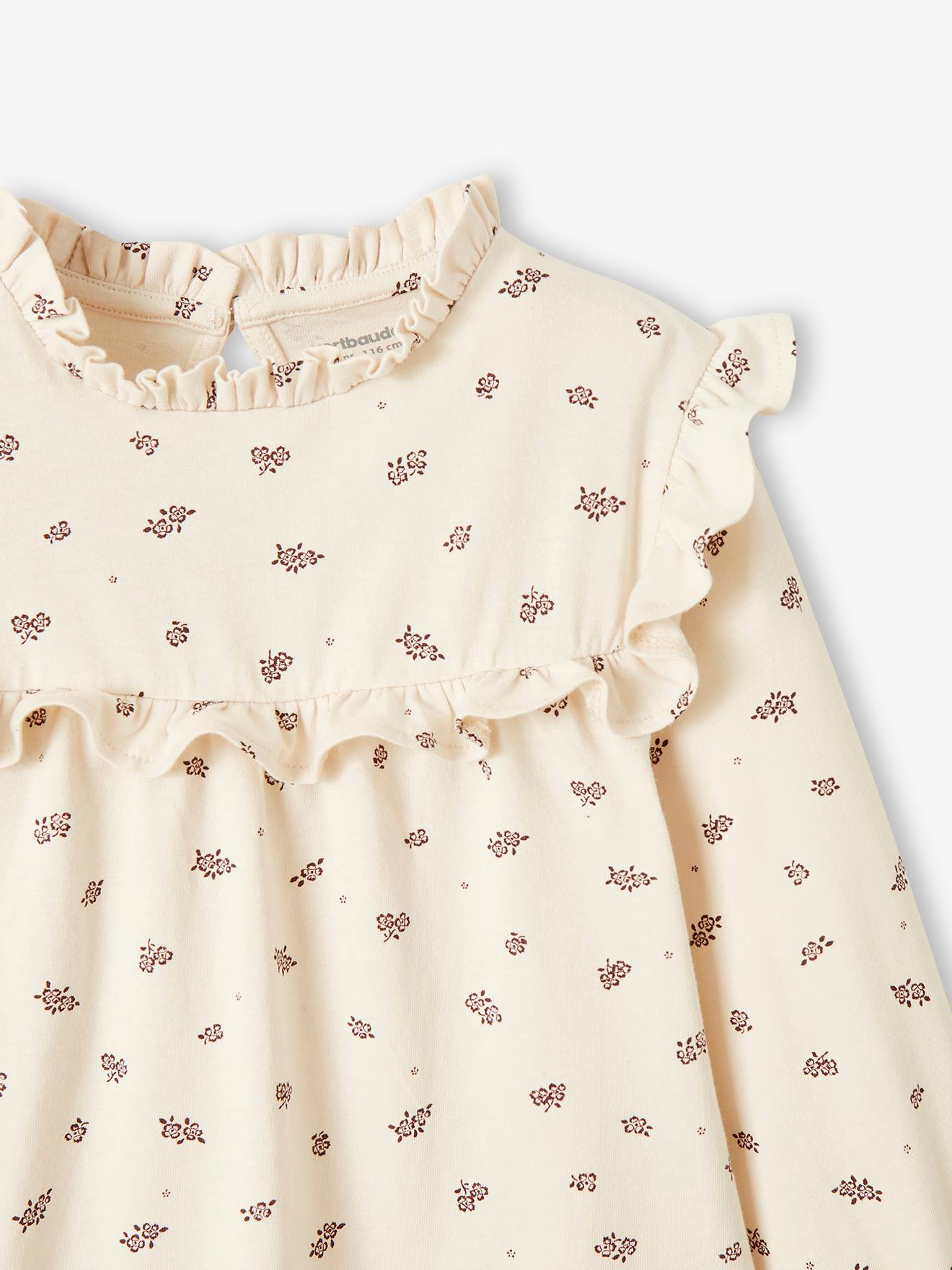 T-shirt blouse volanté imprimé fleurs fille rose aop