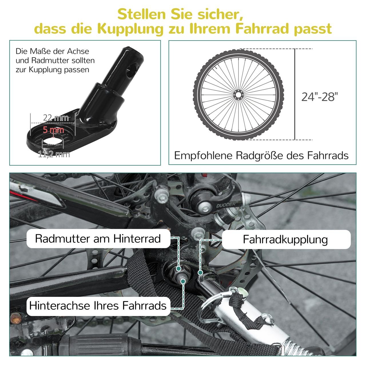 HOMCOM 2 in 1 Kinderanhänger, Fahrradanhänger mit 5-Punkt Sicherheitsgurt, Gelb