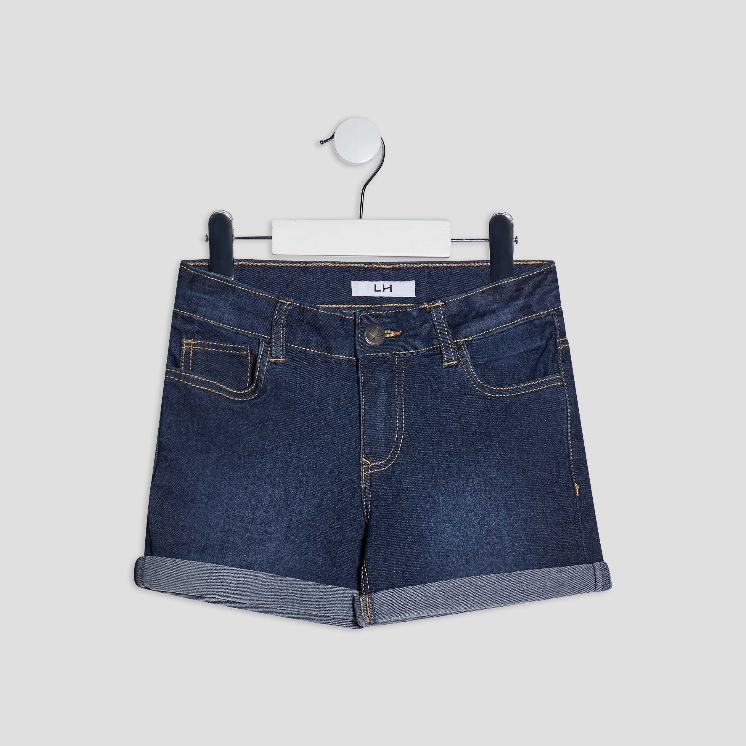 Short droit en jean taille ajustable denim stone fille | La Halle