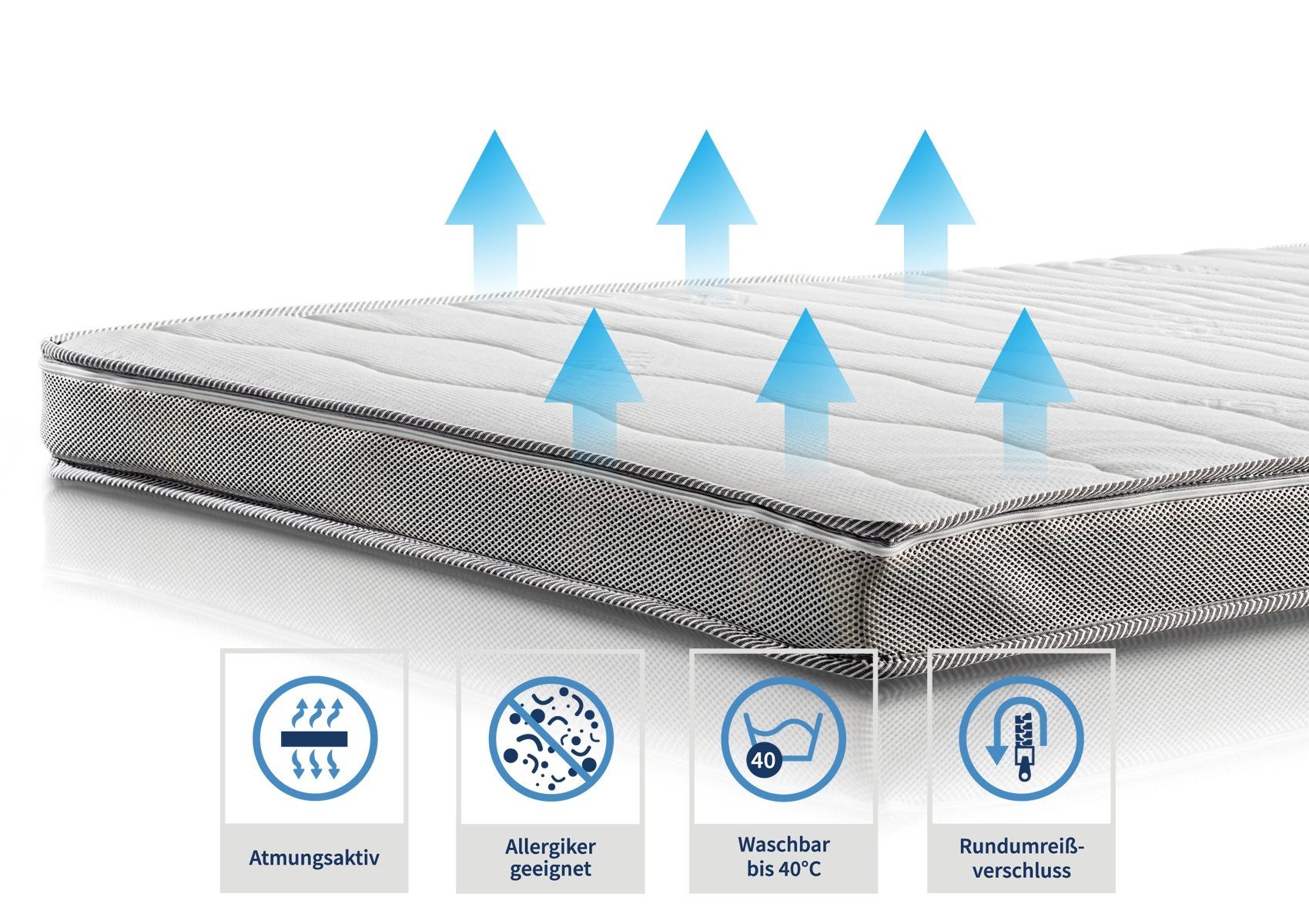 Topper Aquasoft Gelschaum Maxi, MeineMatratze24, 10 cm hoch, Gelschaum, Optimale Druckentlastung und besonders hygienisch