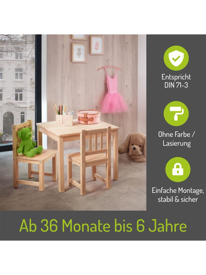 BOMI 3-tlg. Kindersitzgruppe Amy in Naturbelassen günstig kaufen onesize