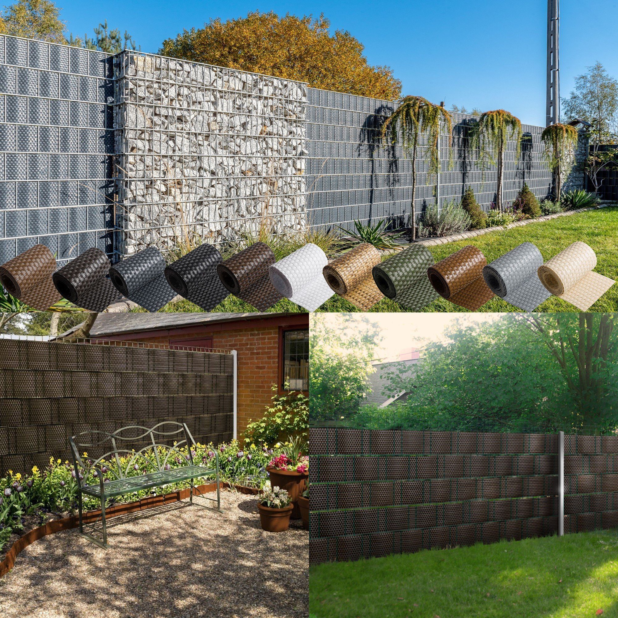 NYVI Sichtschutzstreifen Sichtschutzstreifen Privafence 255x19 cm für Zaun, (1-St), Polyrattan 3D Optik, Wetterfest, Reißfest