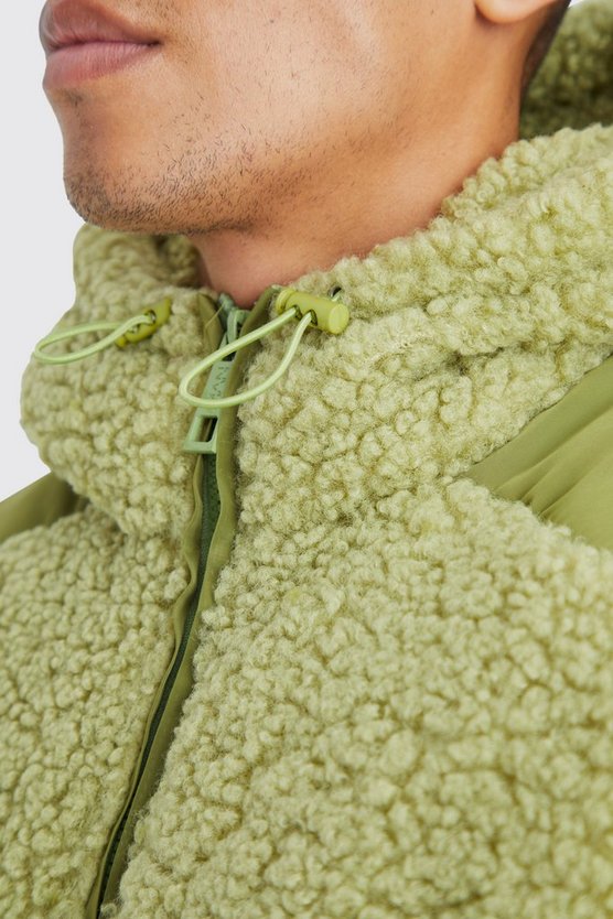 Steppjacke aus Borg & Nylon Mischung