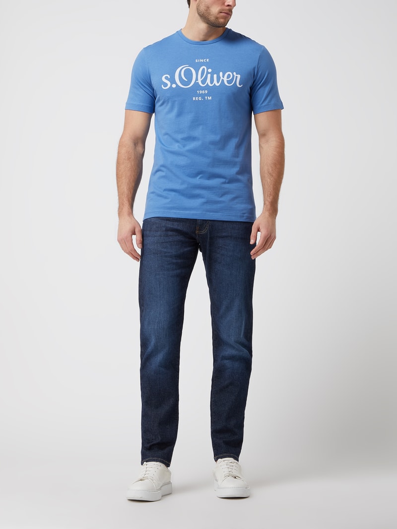Tapered Fit Jeans mit Stretch-Anteil Modell 'Lyon' - 'Futureflex' in dunkelblau