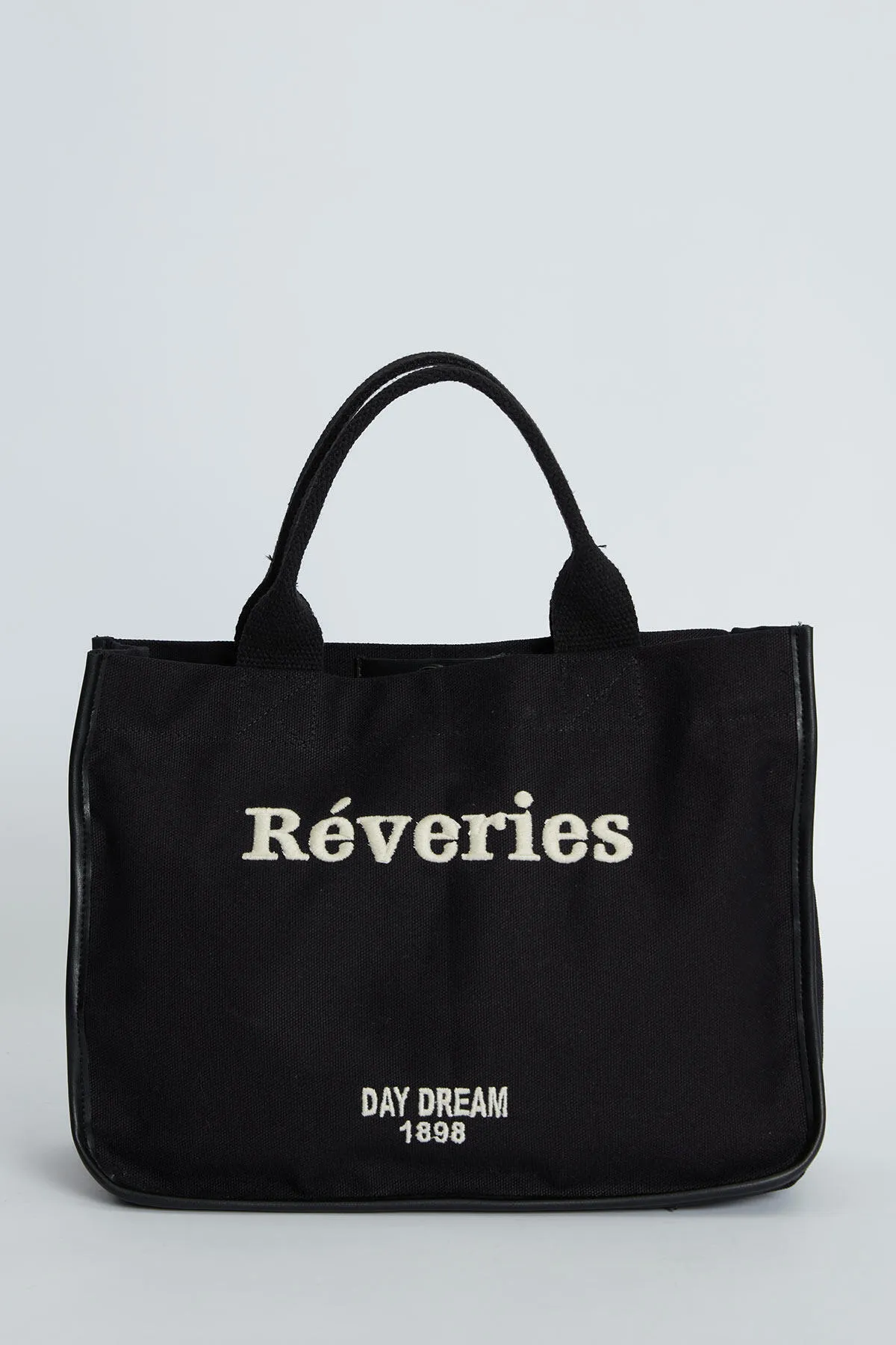 Manuka  Bestickte Canvas-Tasche Schwarz