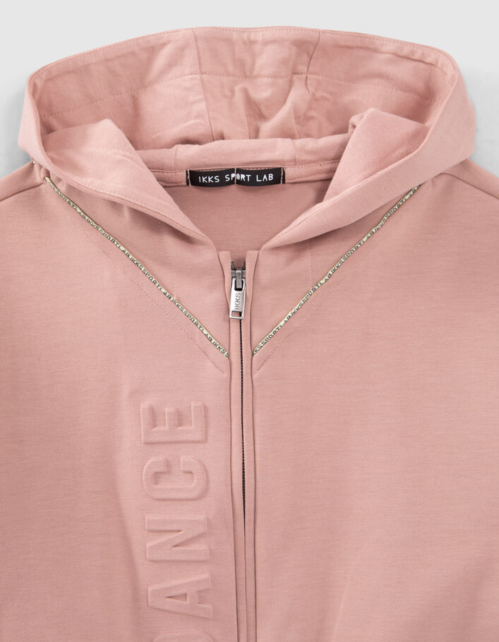 Cardigan rose cropped message embossé fille