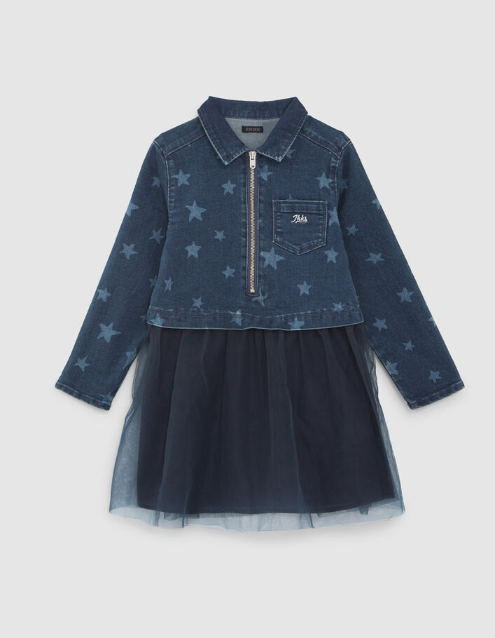 Robe-tutu marine bi matière fille