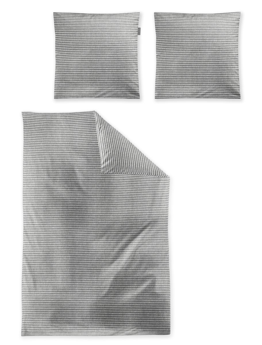 Flausch-Cotton-Garnitur-Set Zobel Silber 135 x 200 cm