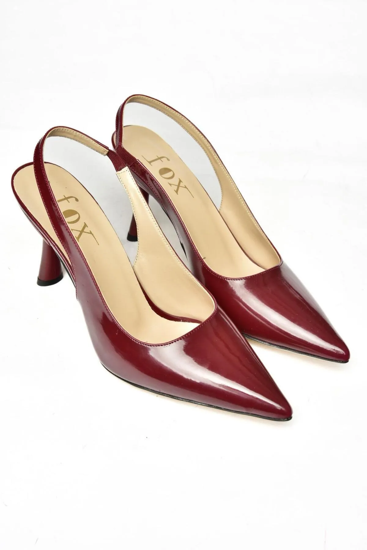 Fox Shoes  S369748208 Weinrote Damenschuhe aus Lackleder mit dünnem Absatz und spitzer Zehenpartie
