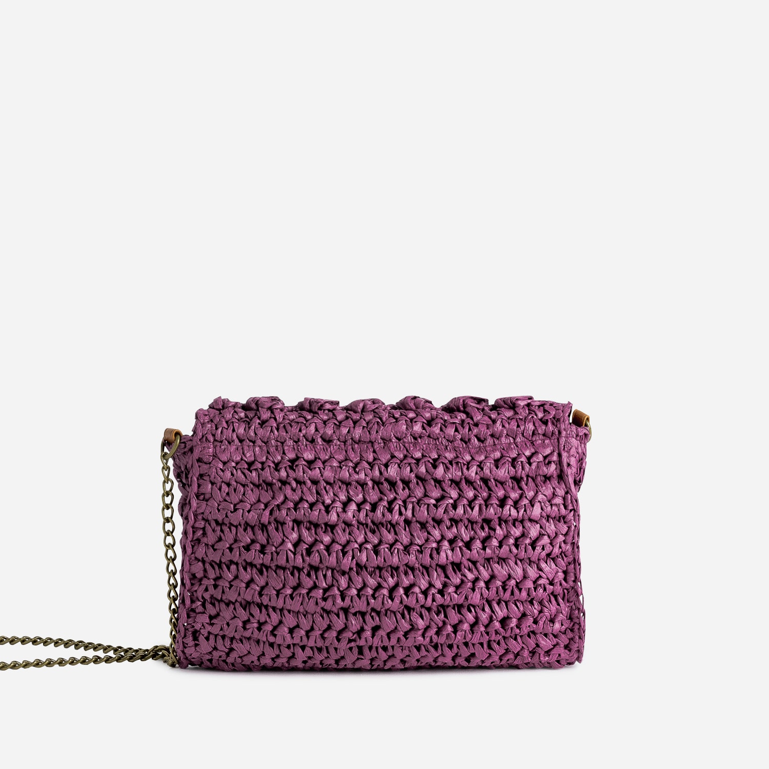 Sac pochette prune papier tressé