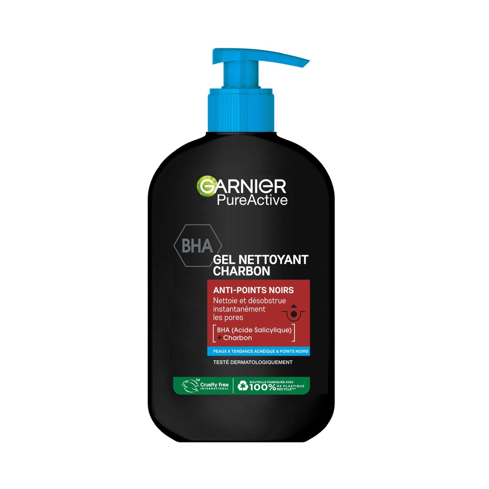 garnier Gel nettoyant pour visage au charbon anti-points noirs Gel nettoyant pour visage
