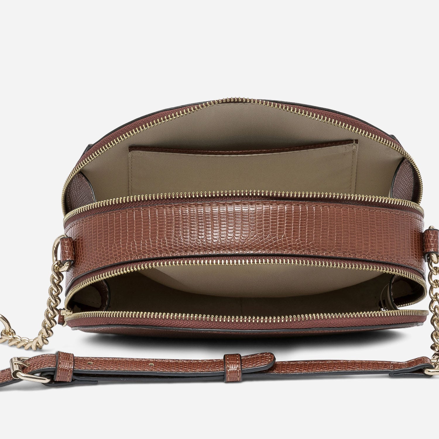 Sac bandoulière cognac effet python