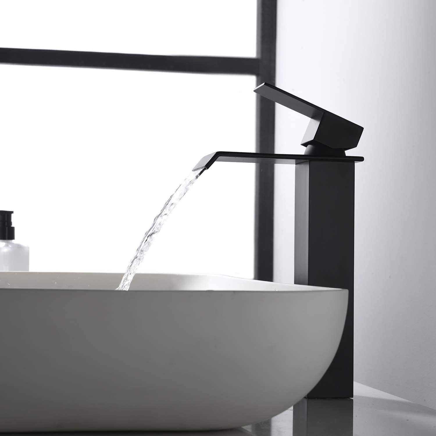 Sumerain Badarmatur Wasserfall wasserhahn bad (mischbatterie waschbecken, wasserhahn) waschtischarmatur schwarz