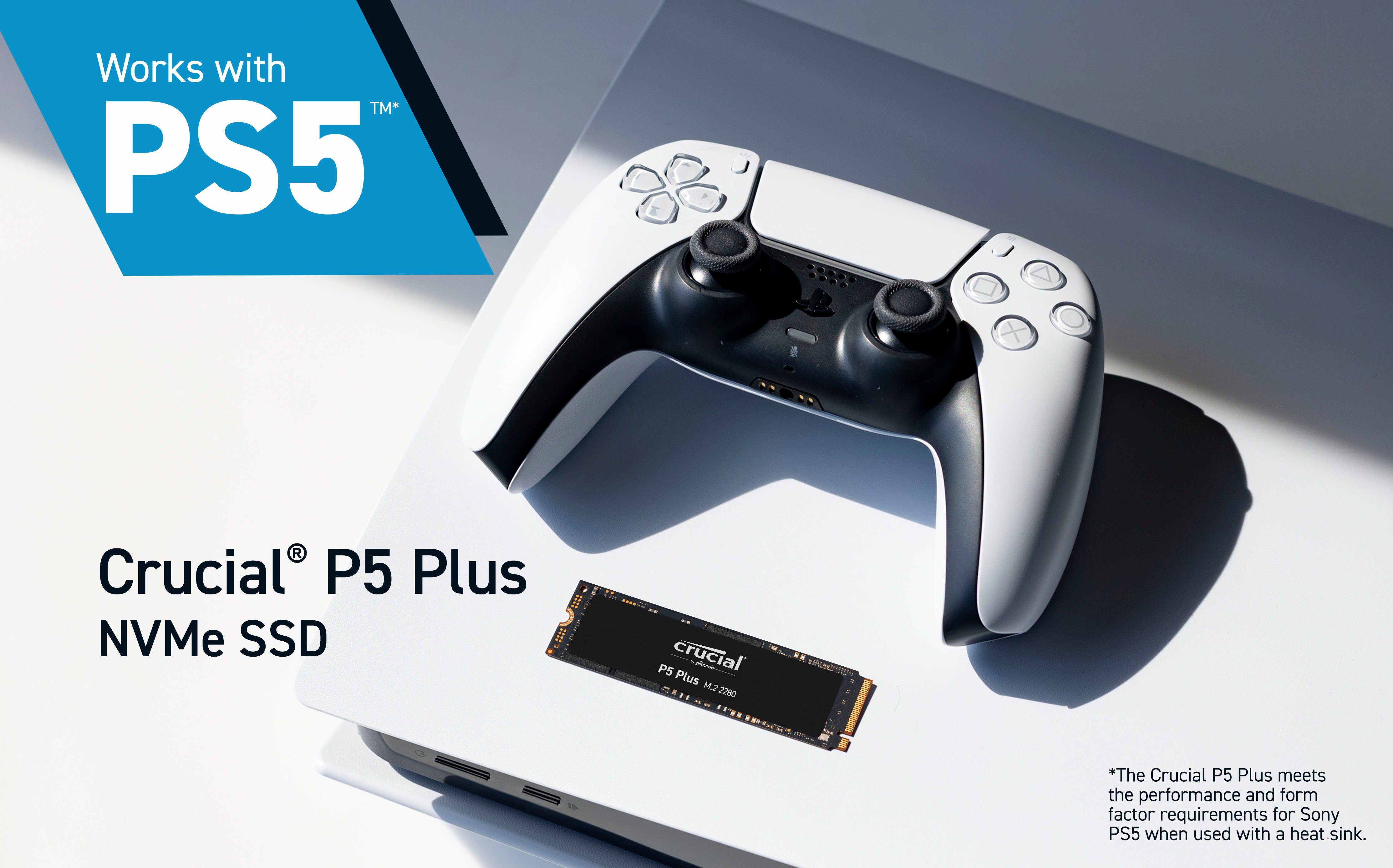 Crucial P5 Plus 500GB interne SSD (500 GB) 6600 MB/S Lesegeschwindigkeit, 4000 MB/S Schreibgeschwindigkeit, Playstation 5 kompatibel*, NVMe