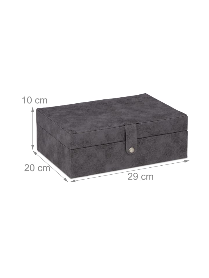 relaxdays Schmuckkästchen in Grau - (B)29 x (H)10 x (T)20 cm günstig kaufen onesize