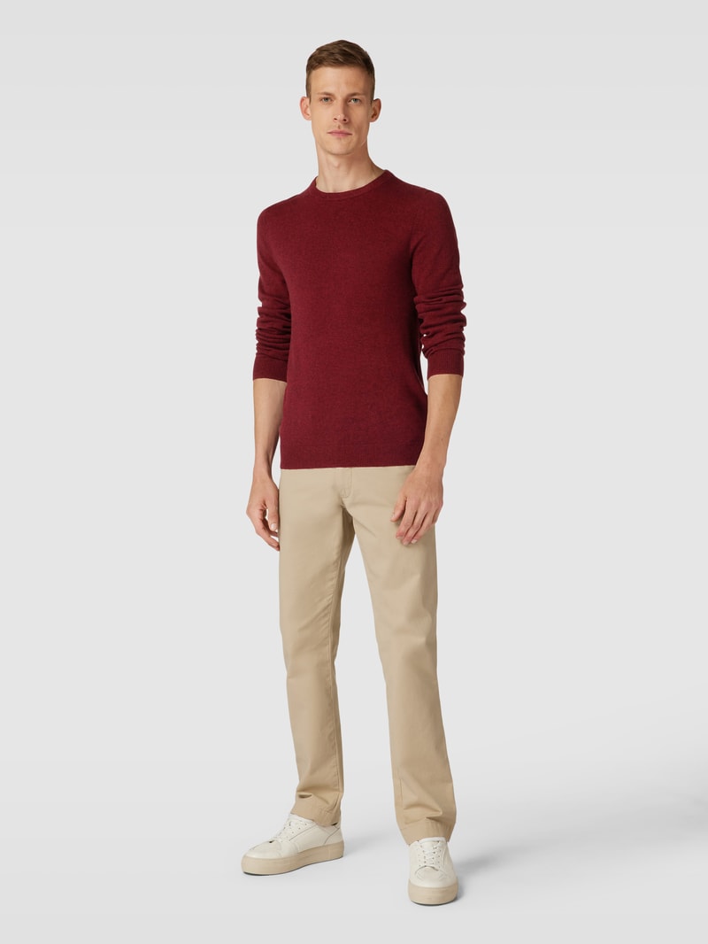 Strickpullover in melierter Optik in kirschrot meliert