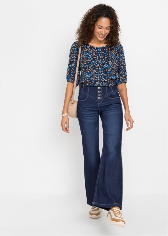 Schlagjeans Highwaist mit recyceltem Polyester
