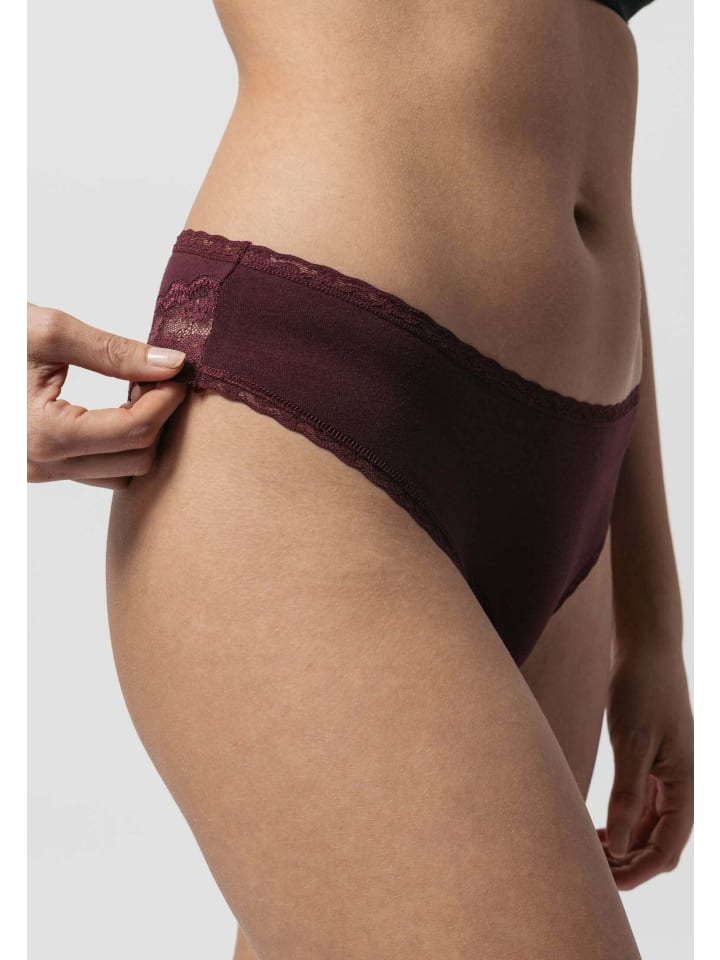 SNOCKS Brazilian Slips mit Spitze aus Bio-Baumwolle 3 Stück in Mix (Mauve/Weinrot/Schwarz) günstig kaufen