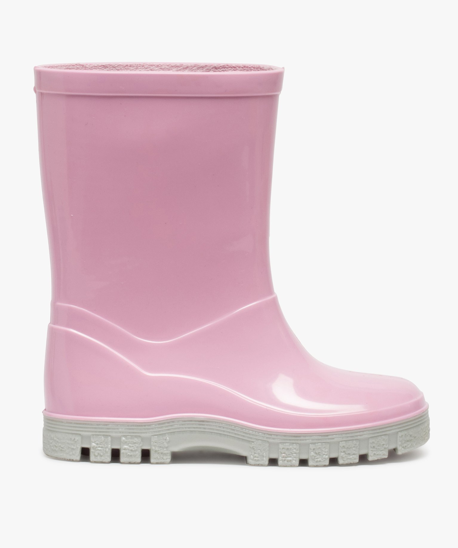 Bottes de pluie fille unies à semelle crantée contrastante rose | GEMO