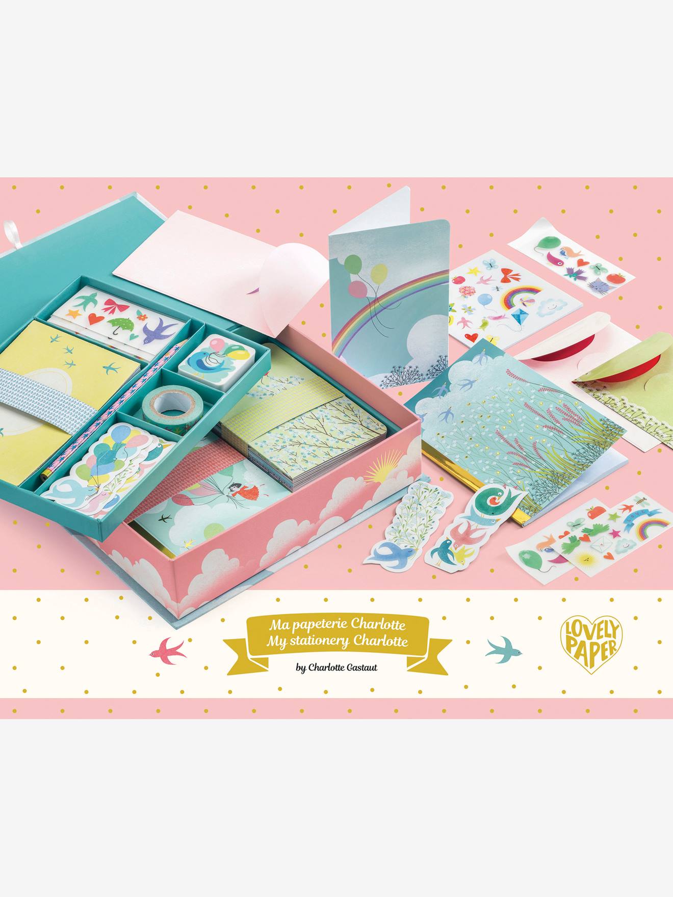 Coffret papeterie Charlotte DJECO bleu