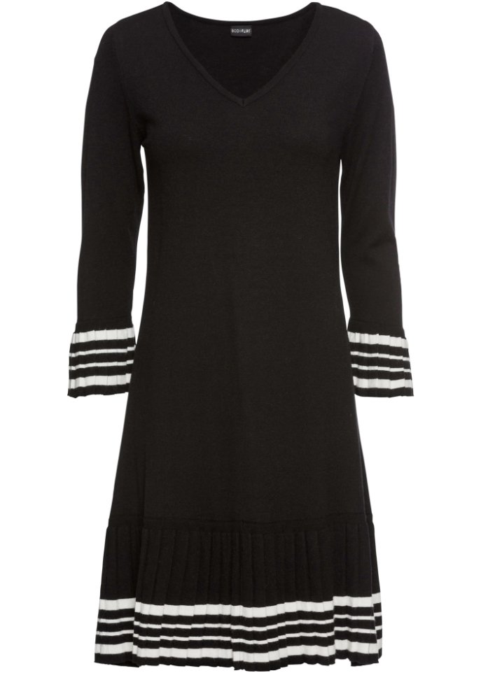 Strickkleid mit plissiertem Rock