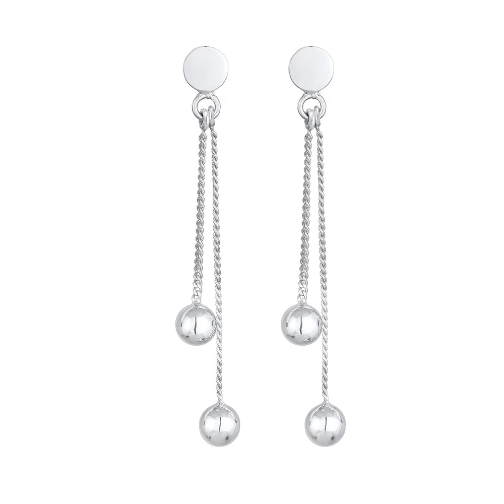 Elli Elli Boucles d'Oreilles Stecker Plättchen Kugel Kette Geo Style 925 Silber Boucles d'oreilles