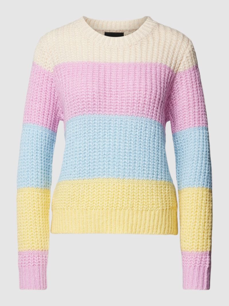Strickpullover mit Streifenmuster Modell 'NAOMI' in rosa