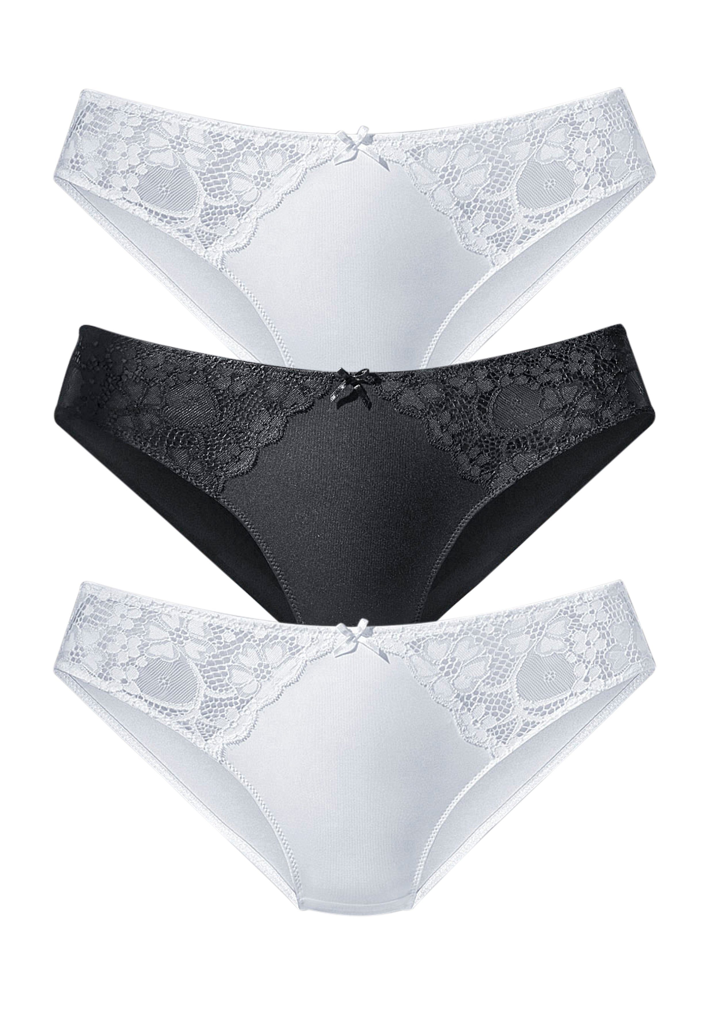 petite fleur Slip (3-St) mit leicht transparenter Jacquardspitze an den Seiten