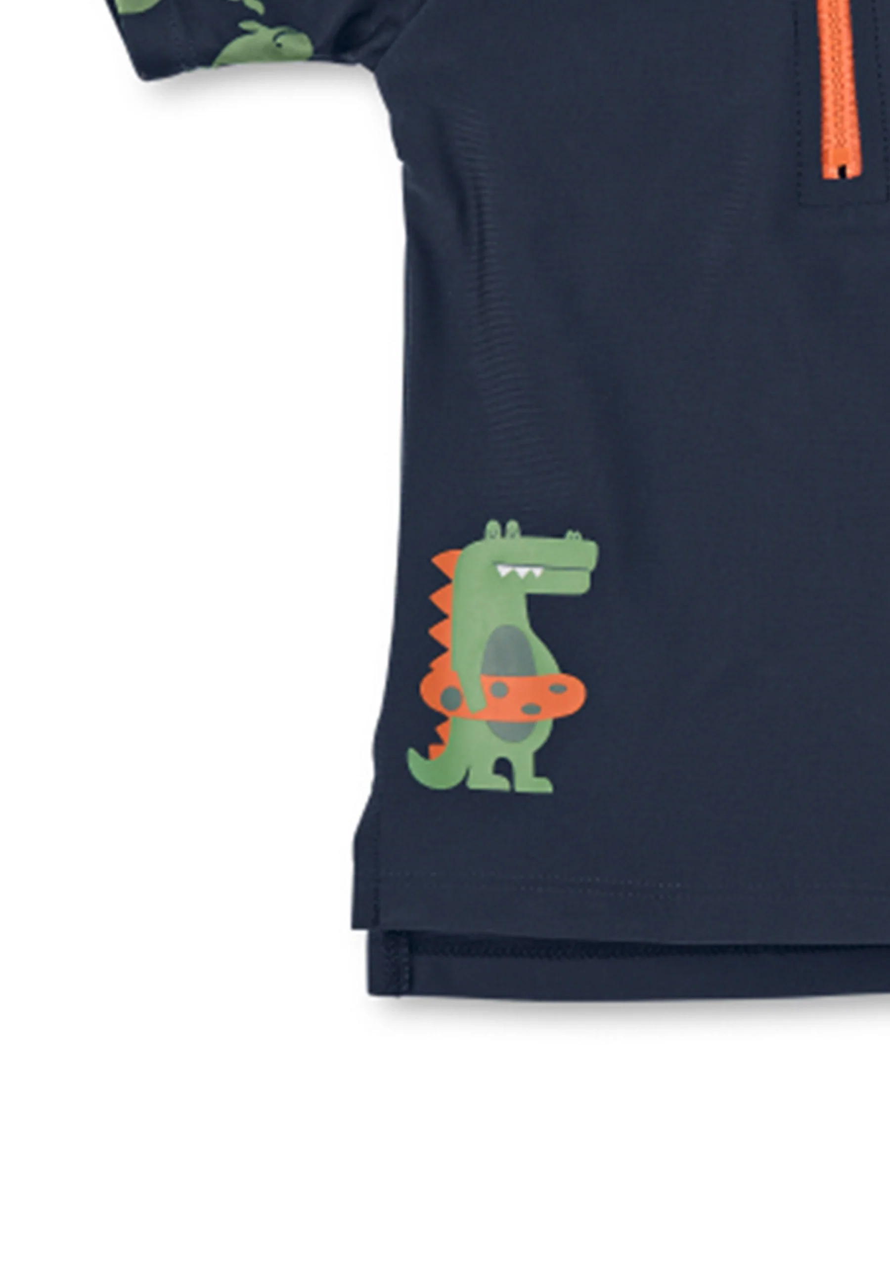 Kurzarm-Schwimmshirt in Marine mit Motiv Wale