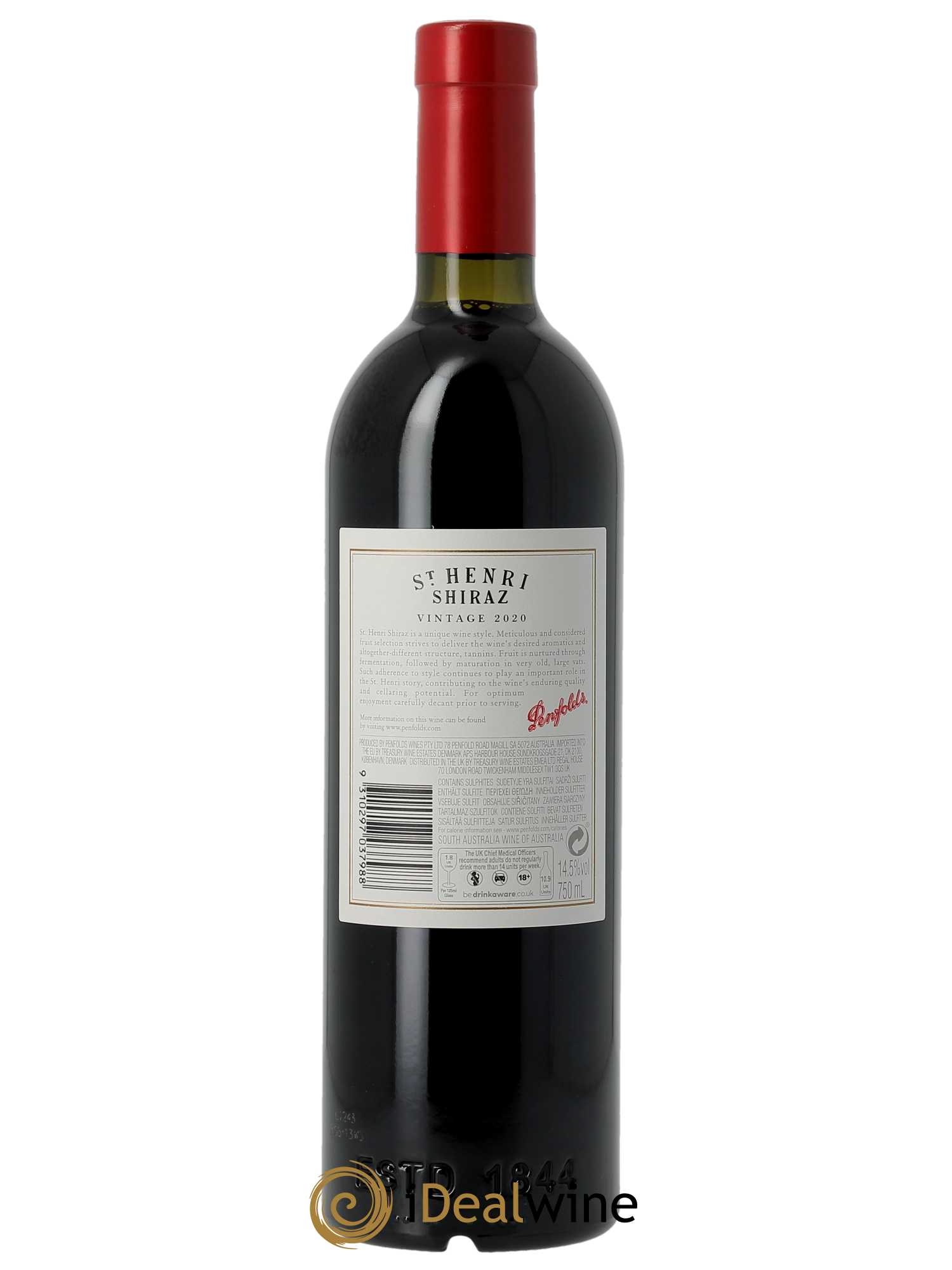 South Australia Penfolds Wines Saint Henri Shiraz  2020 - Lot de 1 Bouteille