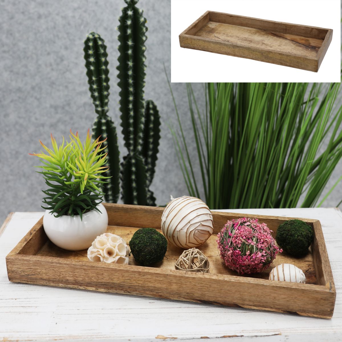 Deko-Tablett Mangoholz 40 x 18 cm