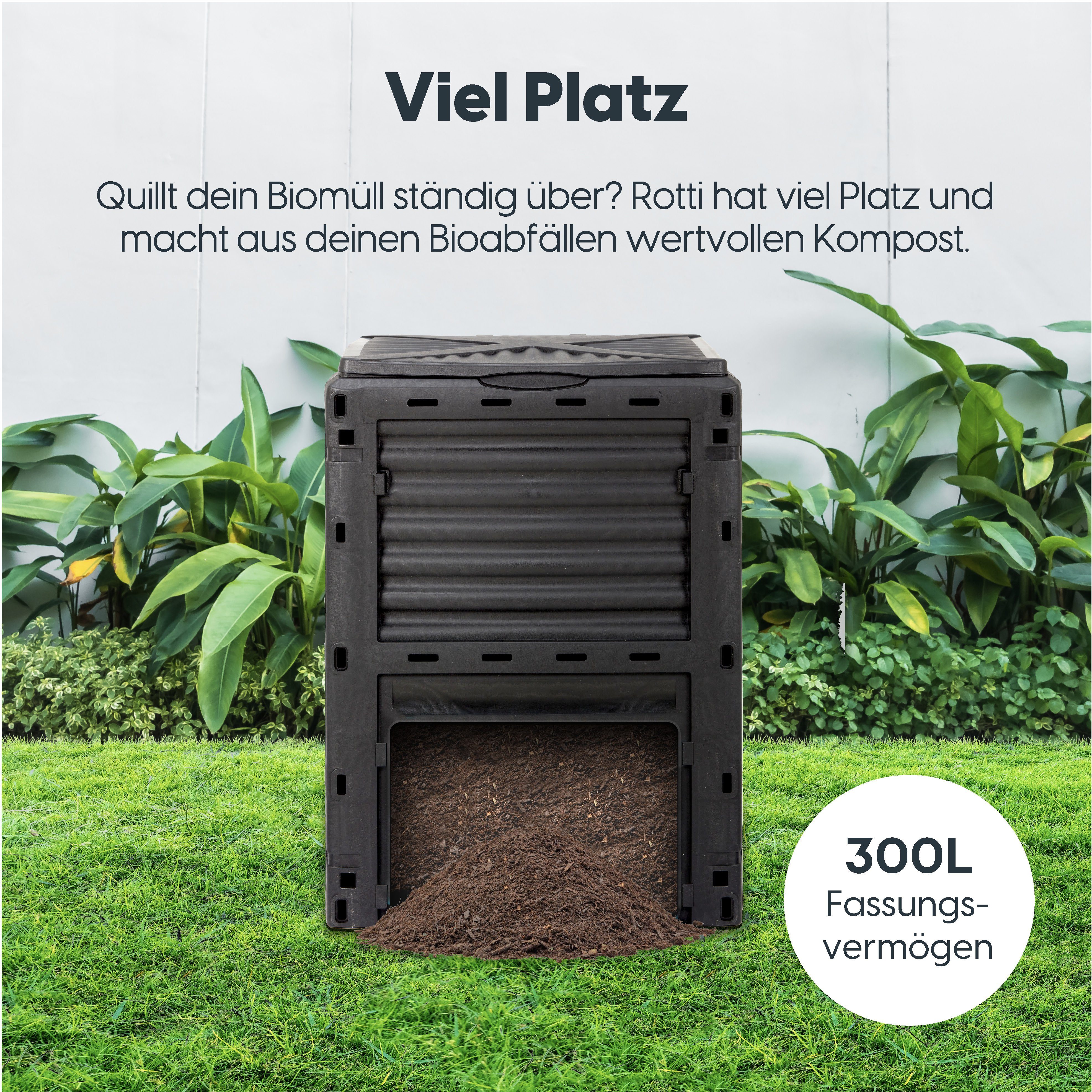 wuuhoo Thermokomposter aus Kunststoff zusammenklappbar 300 Liter, 300 l